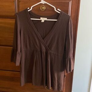 Ann Taylor loft, brown blouse three-quarter sleeve size medium